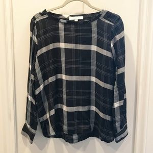 LOFT Black and White Plaid Shirt